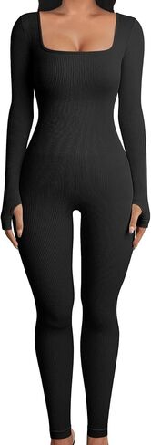 Women Yoga Ribbed Jumpsuits Seamless Tank Tops Rompers Sleeveless One Piece Workout Bodysuit in Kuwait