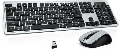 Wireless Keyboard and Mouse, 2.4GHz Cordless Keyboard Mouse Combo, Optical Mouse, Plug and Play USB Receiver, Compatible with Windows, Mac, Laptop, and PC (Black Green) in Saudi Arabia