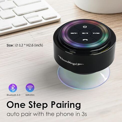 مكبر صوت الاستحمام XLEADER، مكبر صوت لاسلكي معتمد بتقنية البلوتوث مقاوم للماء IPX7 مع كوب شفط للحمام، ميكروفون مدمج، صوت وصوت كريستالي، وقت تشغيل 12 ساعة، هدايا إلكترونية مثالية in Kuwait