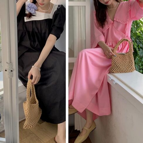 Mini Clutch Handbag Fishing Net Bucket Bag Cotton Rope Crochet Drawstring Woven Beach Bag Small Tote for Women Girls in Saudi Arabia