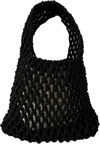 Mini Clutch Handbag Fishing Net Bucket Bag Cotton Rope Crochet Drawstring Woven Beach Bag Small Tote for Women Girls in Saudi Arabia