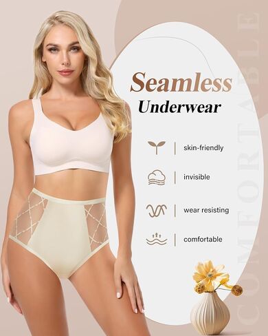 Women's Underwear High Waisted Seamless Ladies Underwear Panties Full Coverage Silky Briefs 4 Pack in Saudi Arabia