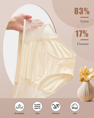 Women's Underwear High Waisted Seamless Ladies Underwear Panties Full Coverage Silky Briefs 4 Pack in Saudi Arabia