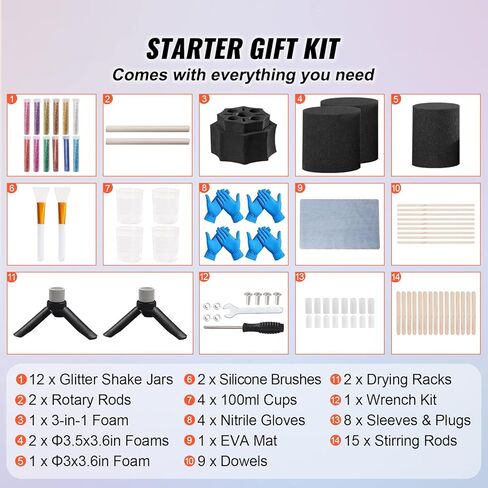 VEVOR Cup Turner for Crafts Tumbler, Tumbler Turner DIY Glitter Epoxy Resin Tumblers, Epoxy Pen Turner Attachment with Silent Motor Two-Way Rotation Silicone Pad, Cup Spinner Machine for Starters in Saudi Arabia