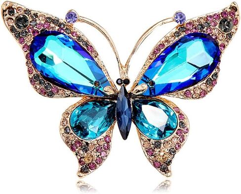 Shiny Rhinestone Butterfly Lapel Brooch Pin Colorful Crystal Pins Clip Sweater Scarves Suit Jackets Dress Corsage Bouquet Brooches Pins for Women Girls Bride Dainty Jewelry Gifts Wedding in Saudi Arabia