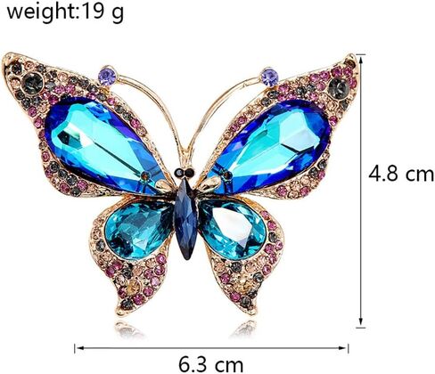 Shiny Rhinestone Butterfly Lapel Brooch Pin Colorful Crystal Pins Clip Sweater Scarves Suit Jackets Dress Corsage Bouquet Brooches Pins for Women Girls Bride Dainty Jewelry Gifts Wedding in Saudi Arabia