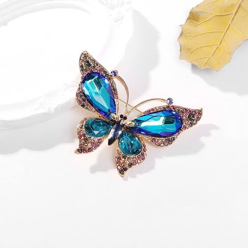 Shiny Rhinestone Butterfly Lapel Brooch Pin Colorful Crystal Pins Clip Sweater Scarves Suit Jackets Dress Corsage Bouquet Brooches Pins for Women Girls Bride Dainty Jewelry Gifts Wedding in Saudi Arabia