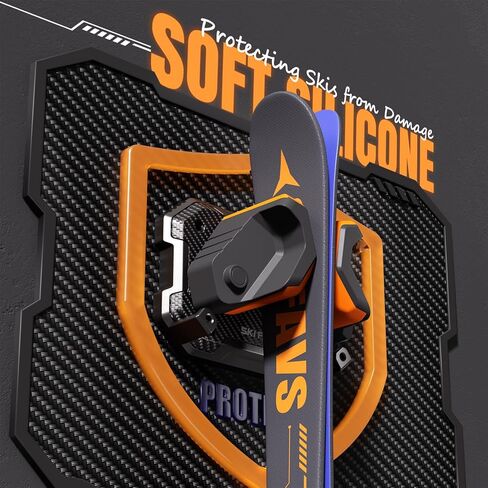 Skifavs لوح التزلج على الحائط موفر للمساحة، رف تخزين جداري للتزلج على الجليد لجدار المرآب يناسب أي عرض للتزلج/لوح التزلج على الجليد، حاملات التزلج الخالية من التلف لتنظيم تخزين الزلاجات على المدى الطويل in Kuwait