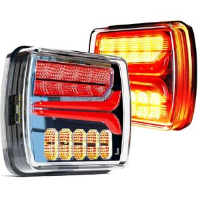 Magnetic Wireless 4pin & 7pin LED Trailer Towing Light Kit, Rechargeable Universal LED Trailer Rear Light, Board Tail Brake Stop Indicator License Plate Light for Trucks, Trailers, RVs, SUVs - 2 Pack