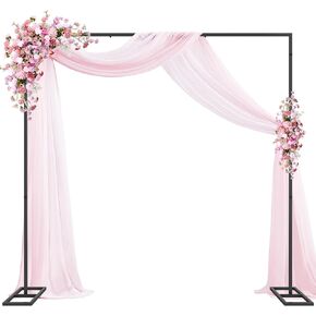 Wokceer Metal Heavy Duty Backrop Stand Square 8x8FT Adjustable Pipe and Drape Kit White Photo Booth Stand for Wedding Ceremony Birthday Party Photography Exhibition Celebration