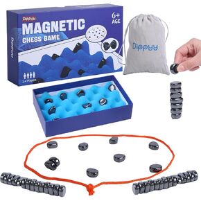 Magnetic Chess Game- Magnetic Chess Game with Stones, Magnet Game with String, Magnet Chess Game, Puzzle Strategy Games for Kids and Adults with 2 Ways to Play