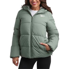 Reebok Women's Puffer Jacket - Comfort Stretch Zip Up Hooded Jacket with Fur Lining - Warm Quilted Jackets for Women (S-XL)
