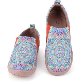 HiGropcore Women's Art Painted Casual Loafers Slip On Canvas Walking Shoes Comfortable Lightweight Ladies Travel Shoes