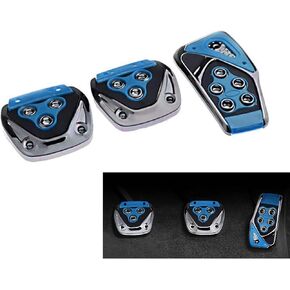 Pack-3 Car Anti-Slip Pedal Set, 5.31" x 2.75" + 3.22" x 3.14" Accelerator Clutch Brake Modified Pedal, Sports Racing Decorative Punch-Free Pedal, Universal for Manual Transmission Cars (Black)