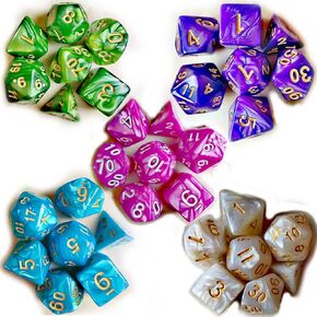 مجموعة النرد متعدد السطوح DND، مجموعة نرد AORZOV للطاولة 7 قوالب للزنزانة والتنينات D&D RPG COC ألعاب لعب الأدوار (أسود وأزرق داكن سديم + جليتر)