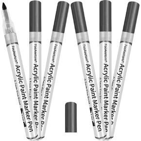 Paint Markers, 6 Pack Fine Point Paint Pens, Acrylic Paint Pens Marker Set for Rocks Painting, Wood, Plastic, Fabric, Canvas, Ceramic, Glass, Card Making (White)