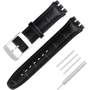 Men's Leather Strap Compatible for 17mm 19mm Swatch Ladies outdoor work waterproof watch band wrist strap buckle