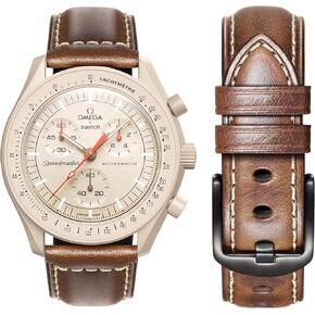 Strap for Omega Swatch Moonwatch,Leather Strap Compatible with Omega X Swatch 20mm Watch,Quickly Realese Swatch Omega Moonswatch Watch Replacement Strap Men Women