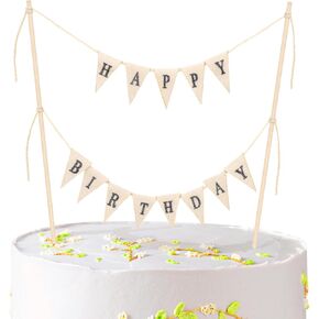 Happy Birthday Topper for Cake Decoration Set Personalized Birthday Banner Birthday Cake Bunting Topper Happy Birthday Sign Cake Topper Garland for Birthday Party Supplies