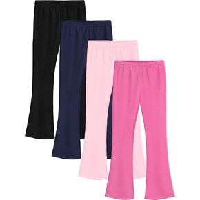 4 Pack Girls Cotton Flare Leggings Kids High Waist Bell Bottoms Leggings Boot Cut Yoga Pants for Girls 2–14 Years