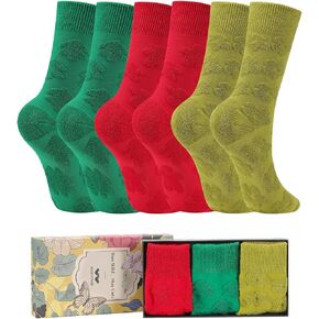 WRMVIN Crew Socks for Women Thick Knit Sock, Cotton Cool Dress Socks Women Warm Winter Socks Christmas Gift