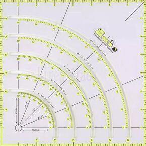 Arcs & Fans Quilt Circle Cutter Ruler Multifunctional Acrylic Quilting Ruler Cutting Patchwork Ruler with Double Colored Lines for Cutting Cloth Ruler Template Sewing Crafts