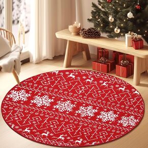 Washable Christmas Area Rug 5x7 – Red Snowflake Indoor Christmas Holiday Decor Carpet, Non Slip Soft Low Pile Xmas Carpet for Living Room, Bedroom, Kitchen, Entryway, Dining Room, Red