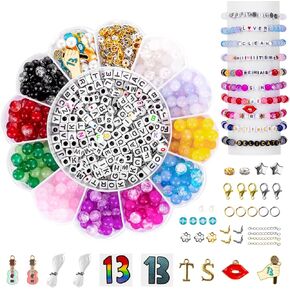 ZANMAG TS Inspired Friendship Bracelet Making Kit for Funs -19 Colors 8mm Glass Beads for Jewelry Making and Letter Beads (A-Z) ,Varieties of Charms,DIY Crafts Taylor Merch for Gifts,Birthday Party