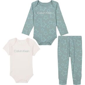 Calvin Klein baby-boys 3pc Creeper Pant Set