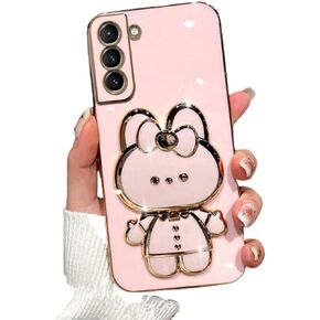 for Samsung Galaxy A36 5G Case for Women Girls Cute Hidden Rabbit Mirror Kickstand Design,Galaxy A36 Case Girly Soft Slim TPU Bumper with Full Camera Protection Phone Case for Samsung A36 5G Pink