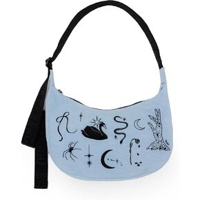 Medium Nylon Crescent Bag - Embroidered Ballet Icons