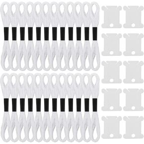 White Embroidery Floss, 24 Skeins 8m White Embroidery Thread Friendship Bracelet String Floss Cross Stitch Threads Hair Wrap Yarn 6 String Floss