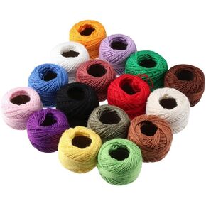 16 Rolls of Colorful Cotton Thread Ball Crochet Thread Embroidery Rainbow Color Cross Stitch Thread Sewing Thread for Cross Stitch Crafts(style2)