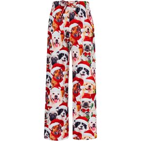 BFUSTYLE Kids Christmas Pajama Pants Funny Boys Girls Pyjamas Loose Holiday Bottoms 6-16 Years Xmas Pjs Trouser