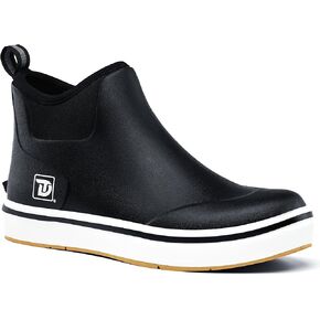 Mens Rain Boots, Waterproof Rubber Fishing Boots, Anti-slip Deck Boots Short Ankle Shoes for Outdoor Fishing, Boating, Size 5-11