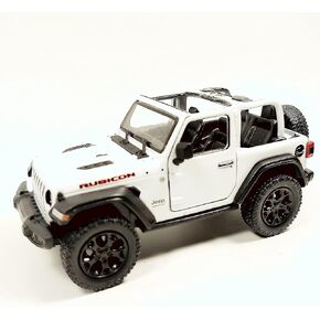 KiNSMART - Jeep Wrangler Rubicon Replica 5 inch Opentop Off Road 4x4 Die Cast Metal Model Toy Car White