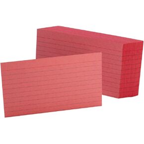 Oxford Ruled Color Index Cards, 3" x 5", Cherry, 100 Per Pack (7321 CHE)