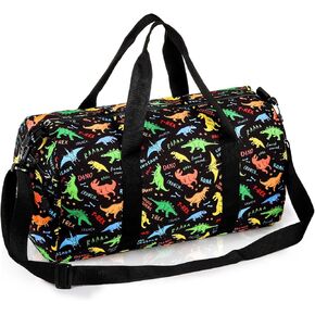 Overnight Duffel Bags, Weekender Carry-On Tote Luggage Bag with Zipper, Dinosaur Pattern Gym Sport Travel Bag for Practice