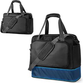 Travel Duffel Bag, Weekender Overnight Carry On Bag for Women Men, Airline Approved Personal Item Storage Bag, Foldable Waterproof Gym Luggage with Trolley Sleeve & Laptop Compartment BLACK