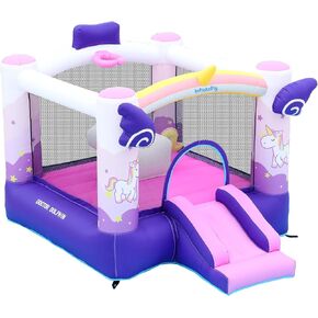Unicorn Bounce House with Slide, Basketball Hoop for Kids 3-12, Inflatable Jumping Bouncy Castle for Outdoor & Indoor, Includes Blower