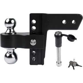 Black Adjustable Trailer Hitch, Fits 2.5" Receiver, 6" Drop/Rise Drop Hitch, 18500 LBS Equipped with 2 Latches with Locks GELUOXI