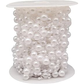 INSPIRELLE 99 Feet Rose Gold Christmas Tree Beads Artificial Pearls Beads Garland Chain Plastic Bead Roll for DIY Christmas Wedding Decoration