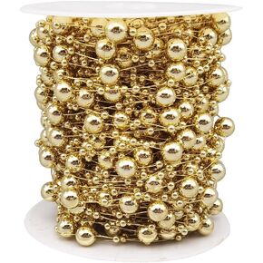 INSPIRELLE 99 Feet Rose Gold Christmas Tree Beads Artificial Pearls Beads Garland Chain Plastic Bead Roll for DIY Christmas Wedding Decoration in Kuwait