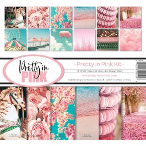 Reminisce Pretty in Pink Scrapbook Collection Kit,White