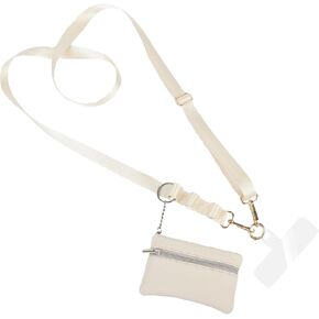 Cross Body Phone Lanyards Phone Strap Adjustable Length Up to 59“ With Mini Pu Zipper Pocket Wallet