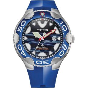Citizen Promaster Dive Eco Drive Orca Watch, Stainless Steel Case,Light Blue Polyurethane Strap, 3 Hand, ISO Compliant (Model:BN0238-02L)