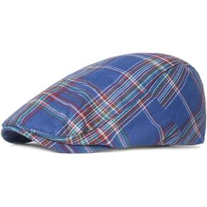 Women Newsboy Cap Vintage Flat Cap Driving Hat Cabbie Cap Adjustable Plaid Beret Hats for Women Men