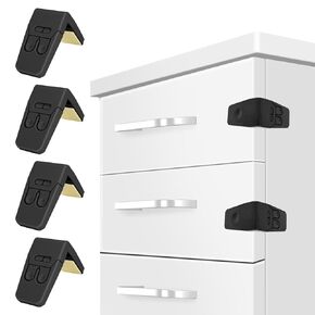 FYY Cabinet Locks for Babies - 8 Pack Child Proof Cabinet Locks Child Safety Locks for Cabinets Baby Proofing Angle Type Drawer Locks Latches with Strong Adhesive for Drawers Doors Cabinets