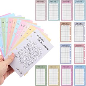 LOQJSS 48 Sheets Money Saving Challenge Binder Trackers for 6 Ring A6 Binders,Reusable Cash Savings Tracker Sheets,Money Saving Binder Challenge For Savings Journey Planner, as picture show