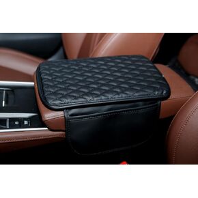 Car Center Console Cover,Microfiber Leather Car Armrest Cover Cushion with 2 Storage Bags,Universal Car Armrest Storage Box Car Interior Accessories for Most Vehicles (Black)
